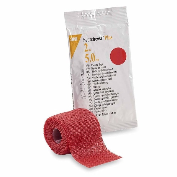 3M Scotchcast Cast Tape 2 Inch X 12 Foot Fiberglass / Resin Red, 82002R - main